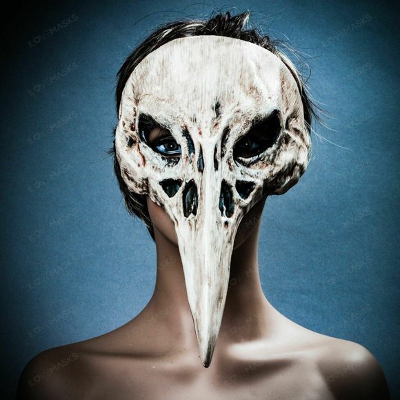Halloween Raven Bird Realistic Skull Masquerade - Picture 5 of 10